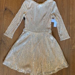 Silver and gold sequin party dress w long sleeves